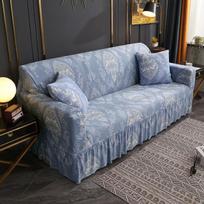 Seater Sofa Covers Corner L Shape Elastic Leaf Floral Sofa Slipcovers With Skirt Spandex Couch Cover Funda De Sof 2PCS Pillowcases