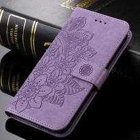 Piniginės Odinis dėklas Skirtas Samsung Galaxy S22 Ultra S21 Plus S20 Fe 5g S10 Dėklai Madingas Gėlės Lapo Atverčiamas telefono galinis dangtelis Funda Samsung S22 Ultra violetinė