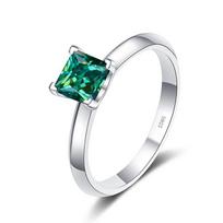 Bague Ringen 1 arba 2 CT Princess Cut Moissanite Solitaire žiedas moterims Bespalvis Aukštos kokybės 100% S925 Sterling Silver GRA 1ct No.5 žalia