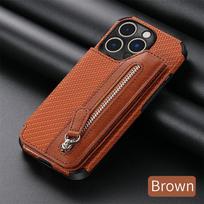 Piniginės dėklas su užtrauktuku, skirtas iPhone 14 13 12 11/ Samsung S23 S22 Ultra S21 S20 A14 A34 A54 A13 A23 A33 A53 A32 A52 kreditinės kortelės laikiklio stovas, odinis dangtelis iphone 7 8 se 2020 ruda