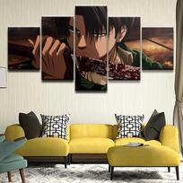 5 vnt. RINKINYS Madinga siena Menas Drobė Tapyba Attack On Titan Blood Levi Ackerman Kardas Plakatai Piešimas Šiuolaikinis Namų Dekoravimas 20x35cm*2  20x45cm*2  20x55cm*1