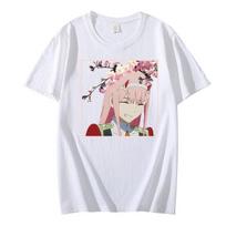DARLING In The FRANXX Marškinėliai Vyriški Medvilniniai T-shirt Anime Zero Two 02 Karikatūriniai Spausdinti Trumpomis Rankovėmis Viršutiniai Drabužiai T-shirt Didelio Dydžio Negabaritiniai Unisex Gatvės Stiliaus S juoda