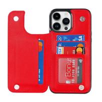 Dvigubas mygtukas mažas kvapnus vėjo piniginės kortelių laikiklis Magnetinis atverčiamas odinis dėklas, skirtas Apple iPhone 15 14 Pro Max 13 Samsung Galaxy S23 FE A14 A53 A54 iPhone 15 raudona