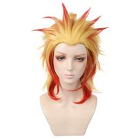 47cm Anime Yellow Red Wig Cosplay Demon Slayer Kimetsu no Yaiba Rengoku Kyoujurou Costume Heat Resistant Synthetic Hair Wigs 44-47cm oranžinė