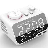 Skaitmeninis žadintuvas  Bluetooth  garsiakalbis Fm radijas Temperatūra snaudimas Ryškumas Pritemdymas miegamajame Miego laikmatis prie lovos žadintuvas juoda