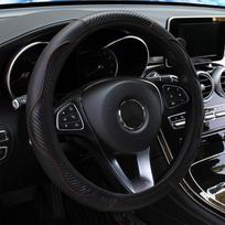 Automobilio vairo apdangalas Kvėpuojantis Neslystantis PU Oda Vairo Dangteliai Tinka 37-38,5cm Automobilio Dekoracija Anglies Pluoštas juoda