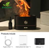Spalvingas liepsnos oro drėkintuvas Kambario El eterinių aliejų aromato difuzorius Elektrinis purškiklis Aromaterapijai Dovanos White 180ml-USB black