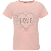 Mergaičių vasariniai marškinėliai su blizgučiais ir dirbtiniais perlais 104 rožinė