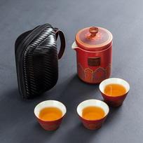 Kinijos Teawere Retro dizainerio keramikinis arbatinuko rinkinys Kelioninis odinis maišelis Kong Fu arbatos rinkinys Dovanų porcelianinis purpurinis smėlio puodo infuzorius