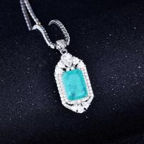 Paraiba turmalino brangakmenio Choker karoliai pakabukas moteriškas karoliai 925 sidabro grandinės karoliai vestuviniai papuošalai dovana 45cm