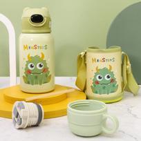 500 ml termosas su šiaudeliu ir dangteliu, 316 nerūdijančio plieno, pieno termosas vaikams, izoliuotas, nepralaidus karšto vandens butelis 500ml beige