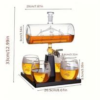 Nautical 1000 ml viskio ir vyno grafinų rinkinys – 4 stiklinės „Globe“ Elegantiška namų baro dovana vyrams ir tėčiui Sailing Style 33.81oz Decanter + 4 Cups