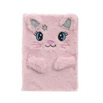 Cartoon Cat Panda Journal Fluffy Diary Girls Memo Notebook Pad Birthday Gift rožinė
