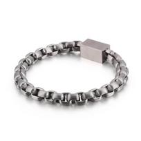 Stainless Steel Jewelry Square Pearl Chain Men 'S Titanium Steel Bracelet gray
