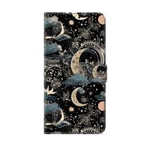 Svajingas žvaigždėtas dangus ir mėnulio raštas PU odinis knygos dėklas, skirtas iPhone Samsung Huawei Honor Google Redmi Xiaomi LG Motorola Sony Nokia Oneplus Oppo Apple iPhone 15 Plus