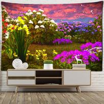 Rododendrų krūmo kraštovaizdžio gobelenas, pakabinamas ant sienos psichodelinis hipių tapizų bendrabučio gyvenamojo kambario sienų dekoravimo audinys 95x70cm