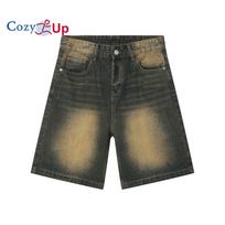 Cozy Up Baggy džinsiniai šortai vyrams Jorts laisvalaikio laisvi ilgi džinsiniai šortai S geltona