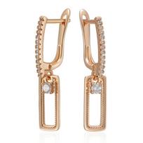 Vintage Design Hollow Square Bling Zircon Long Earrings Women Party Wedding Elegant Jewelry Light Luxury Accessories