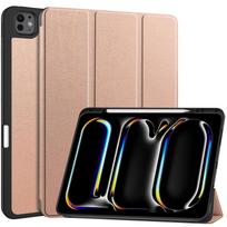 Dėklas iPad Pro 13 colių 2024 su rašiklio laikikliu, sulankstomas odinis, atsparus smūgiams, išmanusis dangtelis, skirtas iPad Pro M4 iPad Pro 13 2024 dėklas Coque iPad Pro 13 2024 7th rožinio aukso spalvos