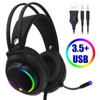 Žaidimų ausinės 7.1 erdvinio garso USB 3,5 mm laidinės žaidimų ausinės su mikrofonu Stereo LED USB ausinės PC PS4 žaidėjams 3.5MM juoda