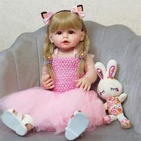 Originali 55 cm Reborn kūdikio mažylio lėlė Visas silikoninis kūnas Vinilinis žaislas mergaitei Princesė Bebe lydintis žaislas Kalėdinė dovana 55cm
