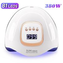 380W UV nagų lempa profesionali 81 LED nagų džiovintuvas su 4 laikmačio nustatymais greitai džiūstanti manikiūro lempa skirta visų nagų gelio kietinimui EU