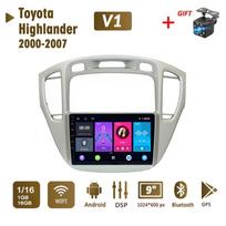 Android automobilinis radijas, skirtas Toyota Highlander 2000-2007 2 Din Multimedia Carplay Navigation GPS WIFI Head Unit 4+64GB 1+16GB