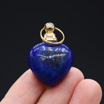 1vnt Reiki Healing Lapis Lazuli kvepalų buteliuko širdelės pakabukas, natūralaus akmens Lapis Lazuli žavesiai papuošalams gaminti pasidaryk pats, romantiškos meilės dovanos moterims 1Pc/22×33mm