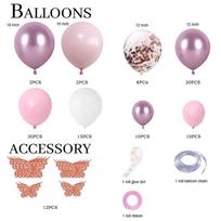 112vnt/rinkinys Balto metalo rožiniai balionai girlianda arka rožinis auksinis konfeti balionas Baby Shower Merginos gimtadienio vestuvių dekoracijos 112pcs/set