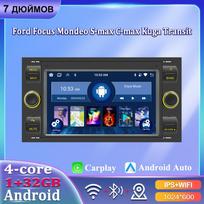 7 colių automobilio radijas Android Carplay, skirtas Ford Focus 2007 Mondeo S-max C MAX Kuga Galaxy Fiesta Transit Fusion automobilių multimedijos grotuvas Autoradio 2+64GB 1+32GB juoda