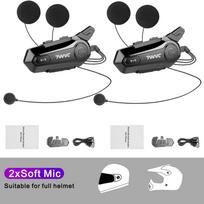 2 vnt. pakuotė X1 „Bluetooth“ motociklo šalmo domofonas – 1000 m veikimo nuotolis, 2 vairuotojų sistema, skirta pilno ir pusės veido šalmams 2Pcs Soft Helmet