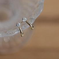 925 Sterling Silver European Simple Crystal Arc Stud Earrings Women Punk Hip Hop Party 14k Gold  Plating Jewelry  Gift auksas