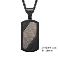 Luxury Tag Pendant Necklace Men Vintage Carbon Fiber Stainless Steel Chain Necklace For Men Jewelry Gift 55cm