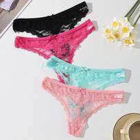 4 vnt./kompl. moteriški stringai, kelnaitės, seksualių damų apatinis trikotažas, nėriniuoti apatiniai, iškirpti, permatoma apatinė apranga, moteriškos kelnaitės, vienspalviai G-stringai XS