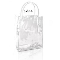 WTEMPO 12 VNT 15*7*20CM Skaidrūs Dovanų Rankinukai PVC Skaidrūs Vakarėlio Dovanų Maišeliai Daugkartinio Naudojimo Maisto Produktų Laikymo Maišeliai Puikiai Tinka Vestuvėms Gimtadienio Vakarėliui 12pcs*15*7*20cm balta