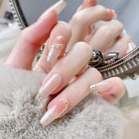 10pcs/set Purely Hand-made Wear-on Nails Phototherapy Nail Art Cat's Eye Ice Transparent Hand-painted False Nails XS