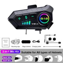 2 vnt Universalus motociklų domofonas / ausinės 2 vairuotojams Šalmas Intercommuni 300M 2000 mAh Bluetooth 5.3 Ausinių vidinis telefonas 2 viename mikrofonas visiems šalmui 1 set