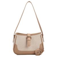 Pažasties krepšys Moteriškas Pavasario/Vasaros Naujas PU Drobės Retro Vienos peties krepšys Horizontalus Madingas Kvadratinis Crossbody krepšys