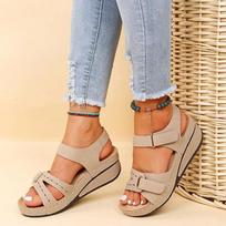 Fashion Woman Sandals Soft Ladies Comfortable Flats Open Toe Beach Shoes Footwear Fashion Women’s Slippers Casual Fish Mouth Large Size 35 smėlis