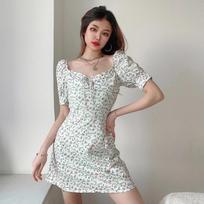 Vasarinė suknelė Retro Boho Moterų kaklaraištis su gėlių raštu Gėlėta mini seksuali balta suknelė pūstomis rankovėmis Vestido S balta