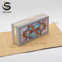 Popular Playing Cards Red Peach Q Rubber Diamond Dinner Bag Fashion Banquet Clutch Chain Small Square Bag 20.5cm*5.8cm*10.4cm įvairiaspalvis