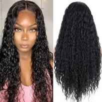 LISI HAIR Sintetiniai ilgų gilių bangų perukai juodaodėms Afro Kinky garbanotų plaukų perukai merginoms, karščiui atsparūs Cosplaly vakarėlių perukai