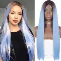 LISI HAIR ilgi tiesūs juodi mėlyni perukas sintetinių plaukų perukas Raudonas bordo rožinis Ombre daliniai nėrinių plaukų perukai moterims vidurinės dalies perukas