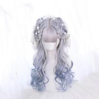 Bybrana Sintetinis perukas ilgo kūno banguotų ilgų plaukų perukas su kirpčiukais Lady Cosplay Party Lolita karščiui atsparus 60cm white