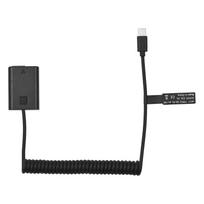 Andoer NP-FW50 Dummy Baterijos USB-C jungties adapteris su USB Type-C spyruoklinio maitinimo laido keitimu juoda