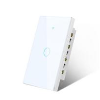 1/2/3 Gang Smart Touch jutiklio jungiklis JAV standartinis LED šviesos jungiklis LED lempos jutiklinis jungiklis 100V-240V Neutralus laidas Reikalingas WIFI sieninis jungiklis 1-gang balta
