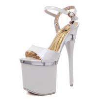 34-48 Moterys Sexy Party Super Aukštakulniai Platforminiai Sandalai Fish Toe Sandalai 7,5 cm Platforma nuo 14 cm Aukštakulniai moteriški sandalai moterims LFD 34 balta