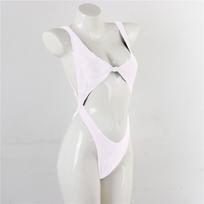 Moteriškas vienspalvis maudymosi kostiumėlis Bikini Sexy Push Up Cutout Brazilijos paplūdimio apranga S balta