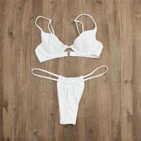Moterų maudymosi kostiumas Vienspalvis maudymosi kostiumas Seksualus reguliuojamas dirželis Bikini Brazilijos paplūdimio drabužiai Maudymosi kostiumai S balta