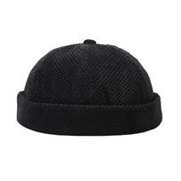 Vyrų moterų žieminė skrybėlė „Docker“ kepurė be krašto, reguliuojama vintažinė madinga kaukolės kepurė beanie kepurė juoda